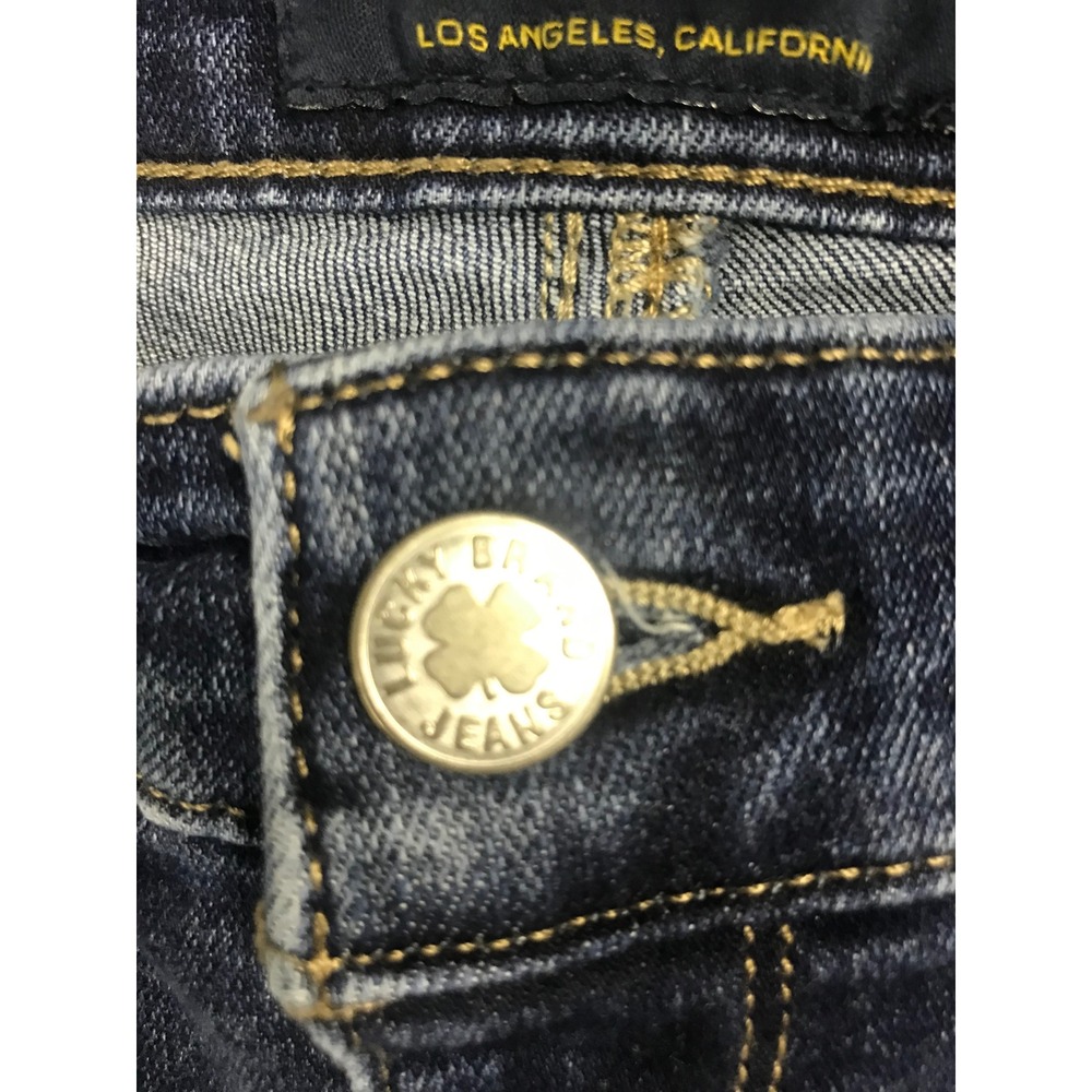 Lucky Brand Ava Skinny Jeans Dark‎ Wash Frayed Hem Distressed Size 6 28 - Picture 4 of 10